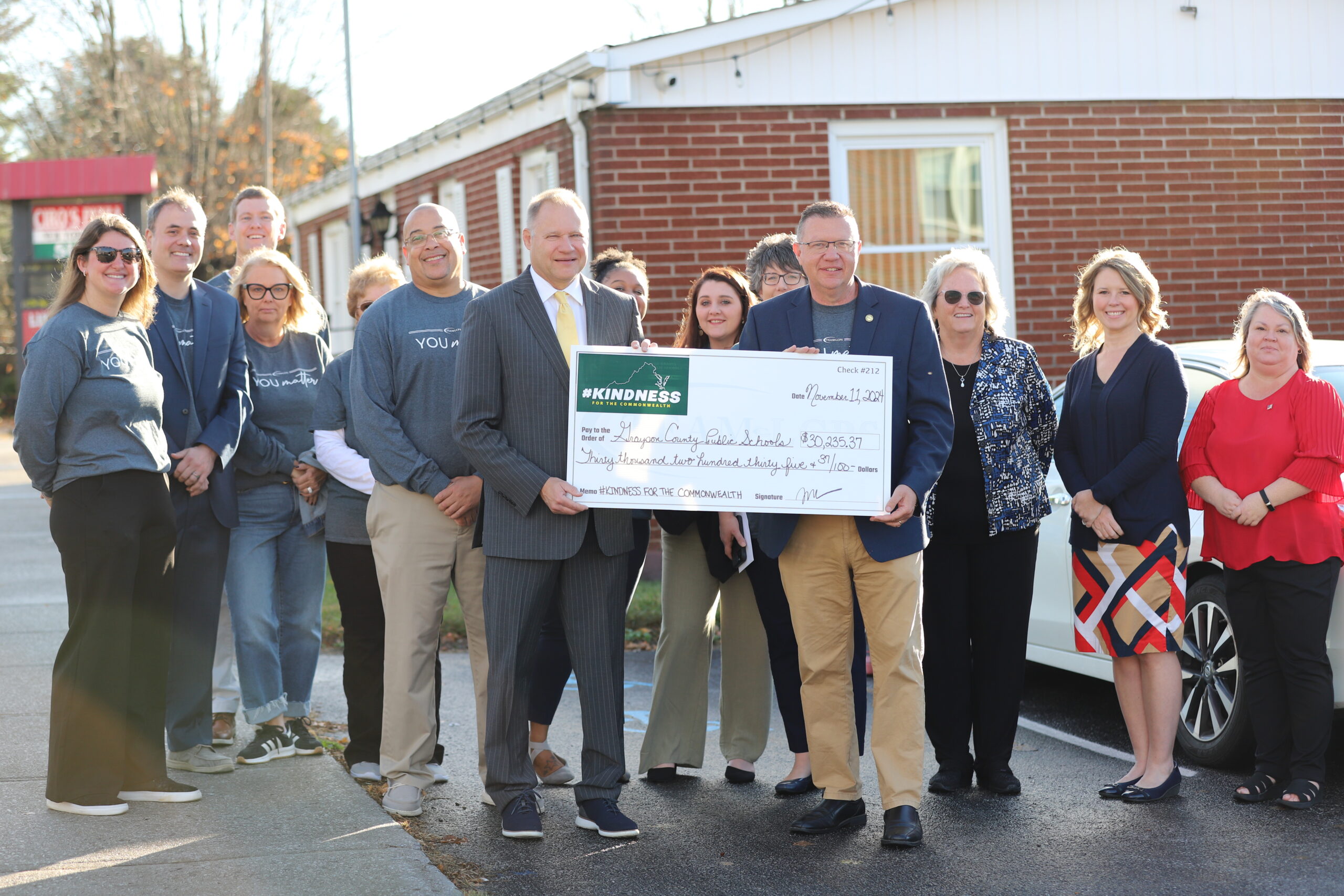 Featured image for “Louisa Schools Deliver $30,000 Donation to Support Grayson County’s Hurricane Recovery”